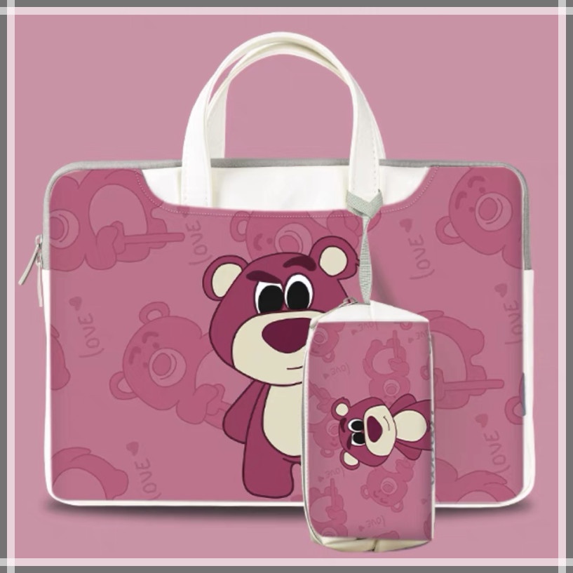 ⭐️Với Gói Điện⭐️Túi Da PU Đựng Laptop Chống Thấm Nước Họa Tiết Hoạt Hình Lotso 12 13 14inch 15 15.6Inch 17.3