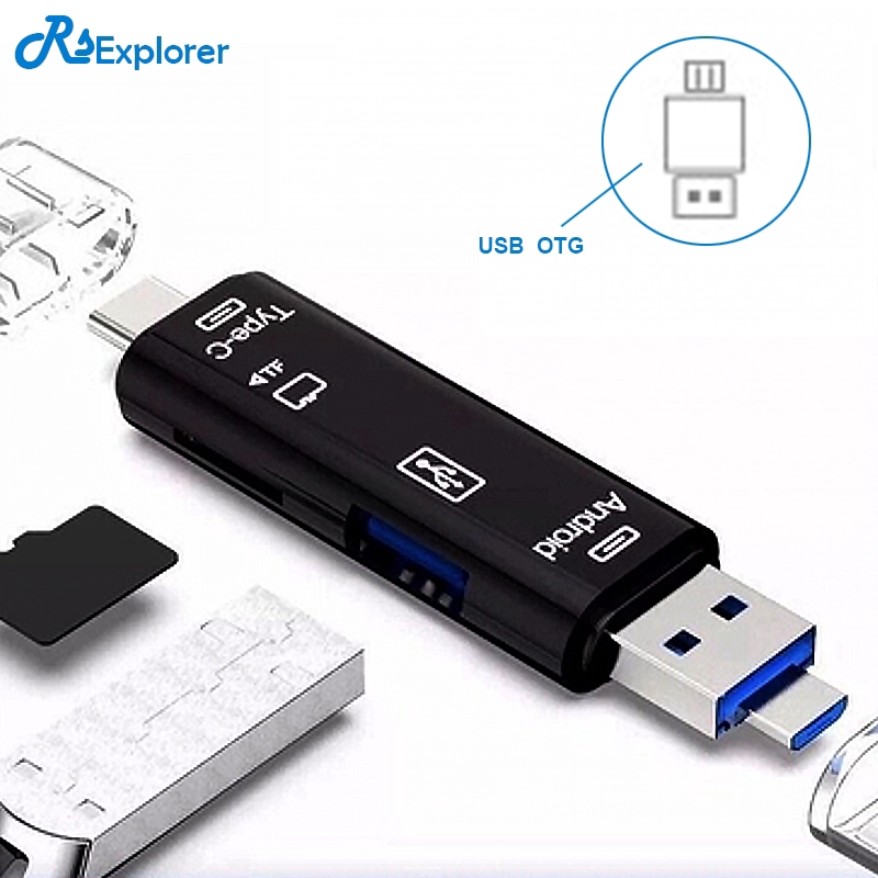 Đầu chuyển đổi 5 trong 1 Type C / OTG / đầu đọc thẻ với giao diện USB