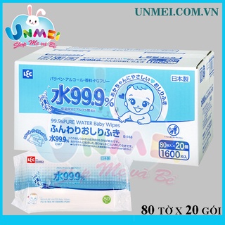 Combo 20 giấy ướt lec e-161 80 tờ 99.9% nước tinh khiết