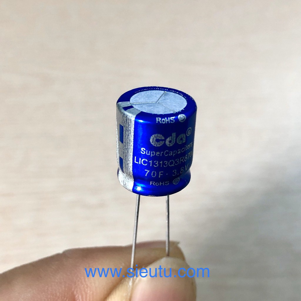 Siêu tụ điện 3.8V 70F dung lượng 30mAh thay thế pin lưu trữ