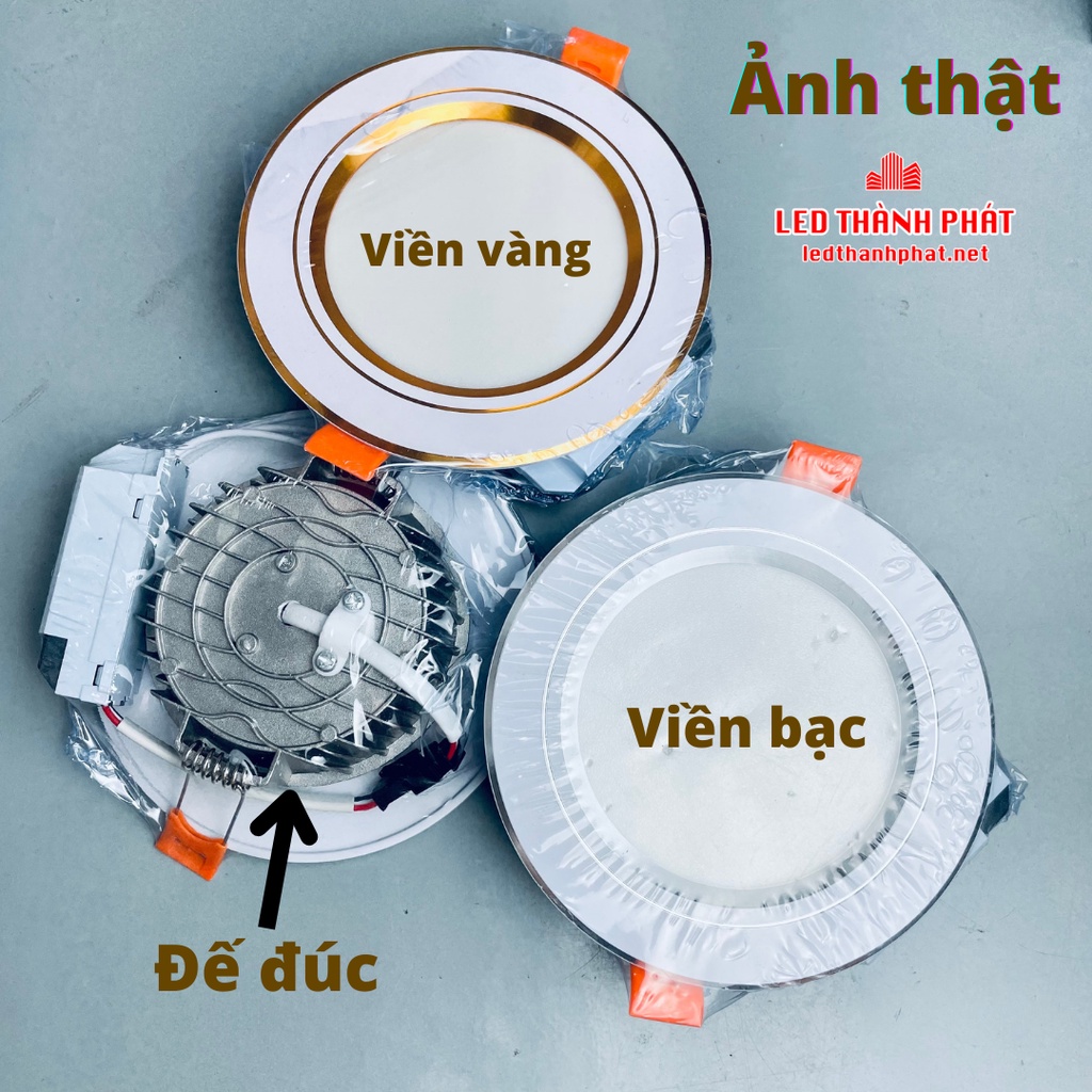 Đèn âm trần 7W 3 màu Phi 90 đế đúc siêu sáng , Đèn Downlight tiết kiệm điện bảo hành đổi mới 6 tháng