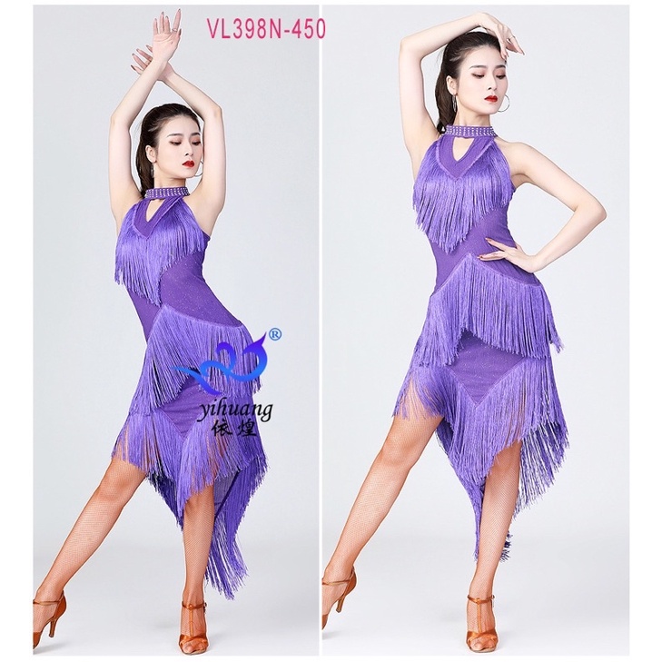 ĐẦM KHIÊU VŨ THUN NHŨ CO GIÃN TUA TUA VL398N