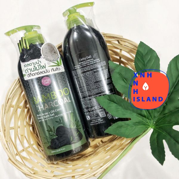 Sữa Tắm Than Tre Cathy Doll Bamboo Charcoal Anti Acne + Oil Control Body Bath Gel Thái Lan - 500ml