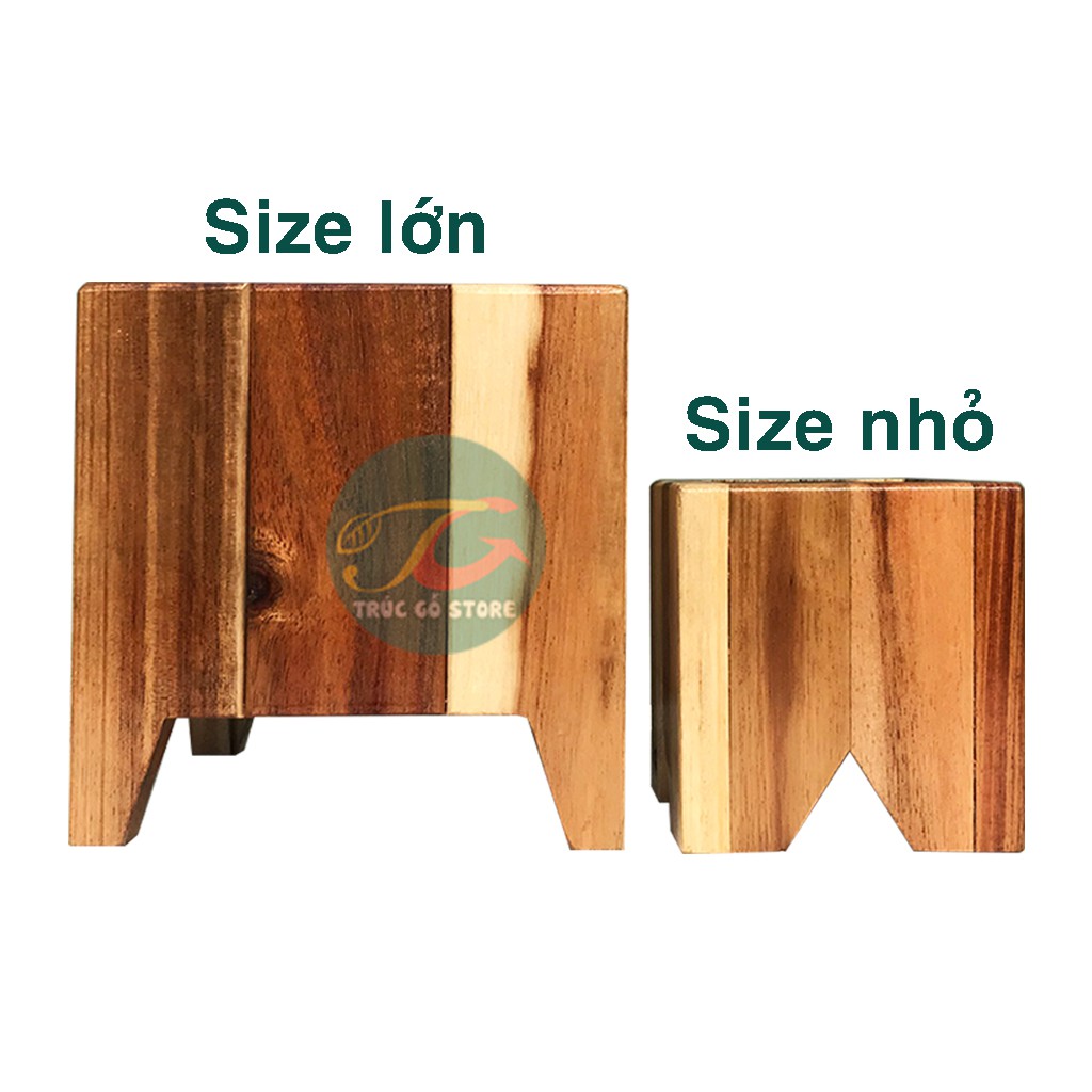 Chậu gỗ vuông size 12x12 cm trồng cây, sen đá, tiểu cảnh đã xử lý chống thấm