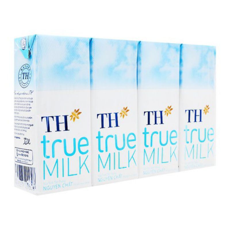 vỉ 4 hộp sữa th true milk ít đường, có đường 180ml
