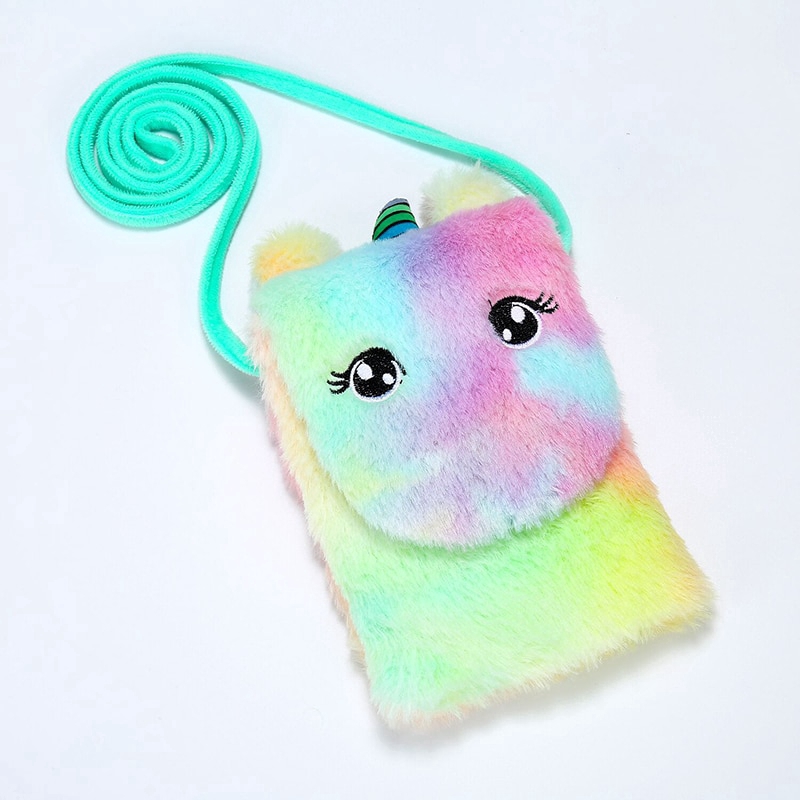 Túi đeo chéo hình kỳ lân phủ lông dễ thương thời trang cho bé gái