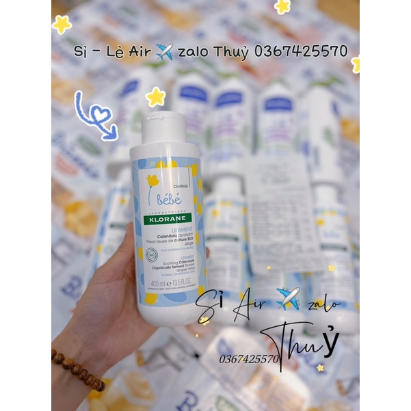 (Hàng ✈️ Bill) Dung dịch vệ sinh thay bỉm , body Klorane Liniment 400ml