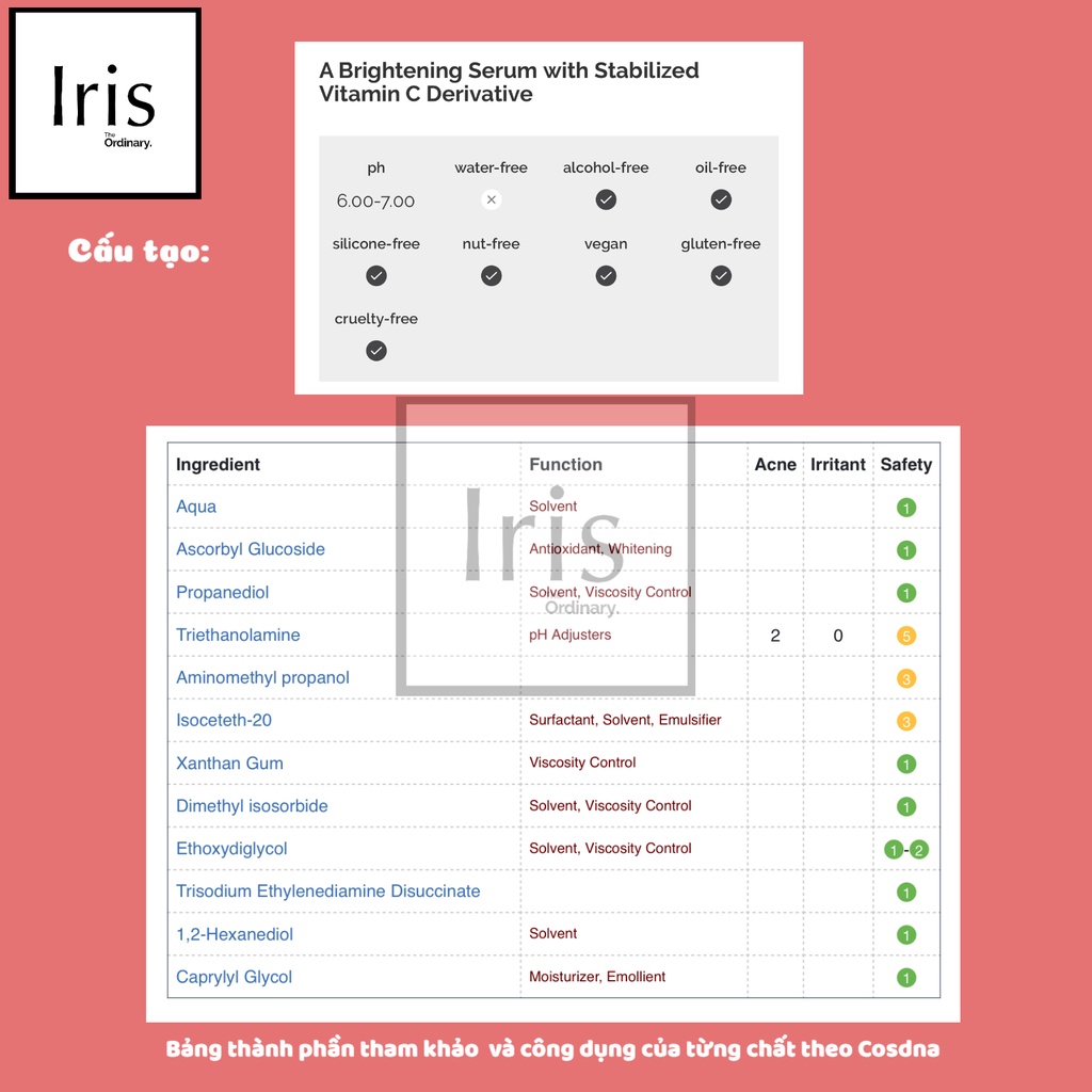 Serum sáng da- Vitamin C - Ascorbyl Glucoside Solution 12% - The Ordinary.