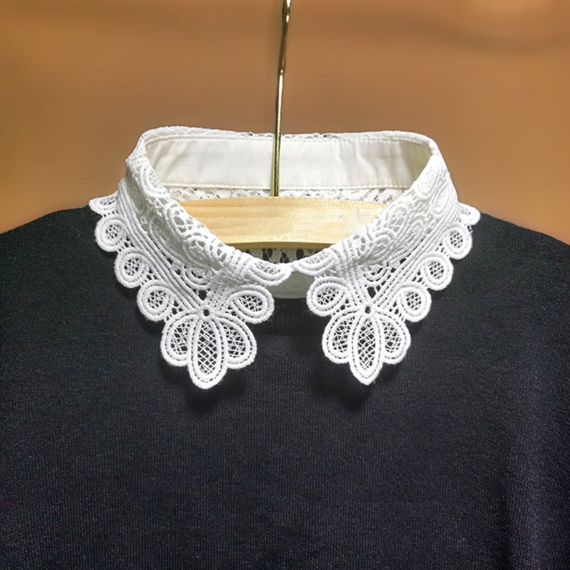 Yoi Cổ Áo Sơ Mi Giả Nửa Họa Tiết Ren Rỗng Có Thể Tháo Rời Trang Trí