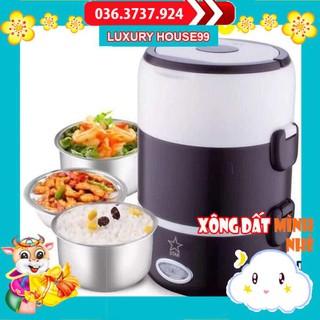Cạp lồng mang cơm văn phòng giữ nhiệt inox 3 tầng Star loại 1 - Làm nóng nhanh - 3 Khay đựng đồ ăn - Cốc đong nước
