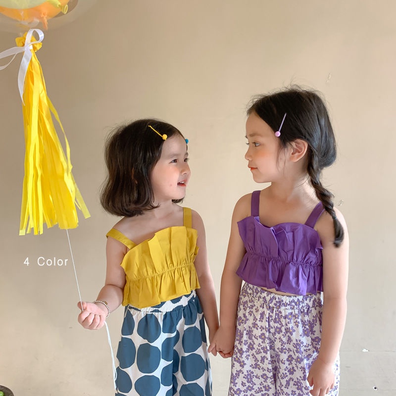 Áo Hai Dây Mùa Hè Mẫu Mới 2021 Phong Cách Hàn Quốc Cho Bé Gái