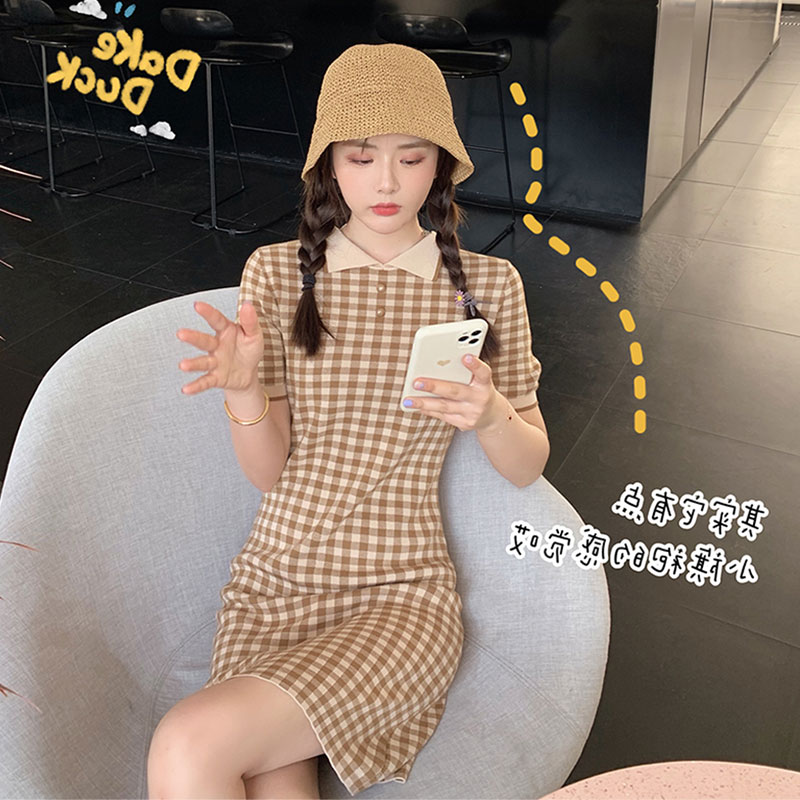 Đầm Nữ Tay Ngắn Họa Tiết Caro Thời Trang Quyến Rũ | BigBuy360 - bigbuy360.vn