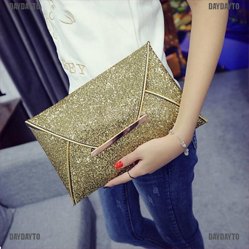 Ví Cầm Tay Hình Bao Thư Đính Kim Sa Lấp Lánh Thời Trang Dự Tiệc Cho Nữ