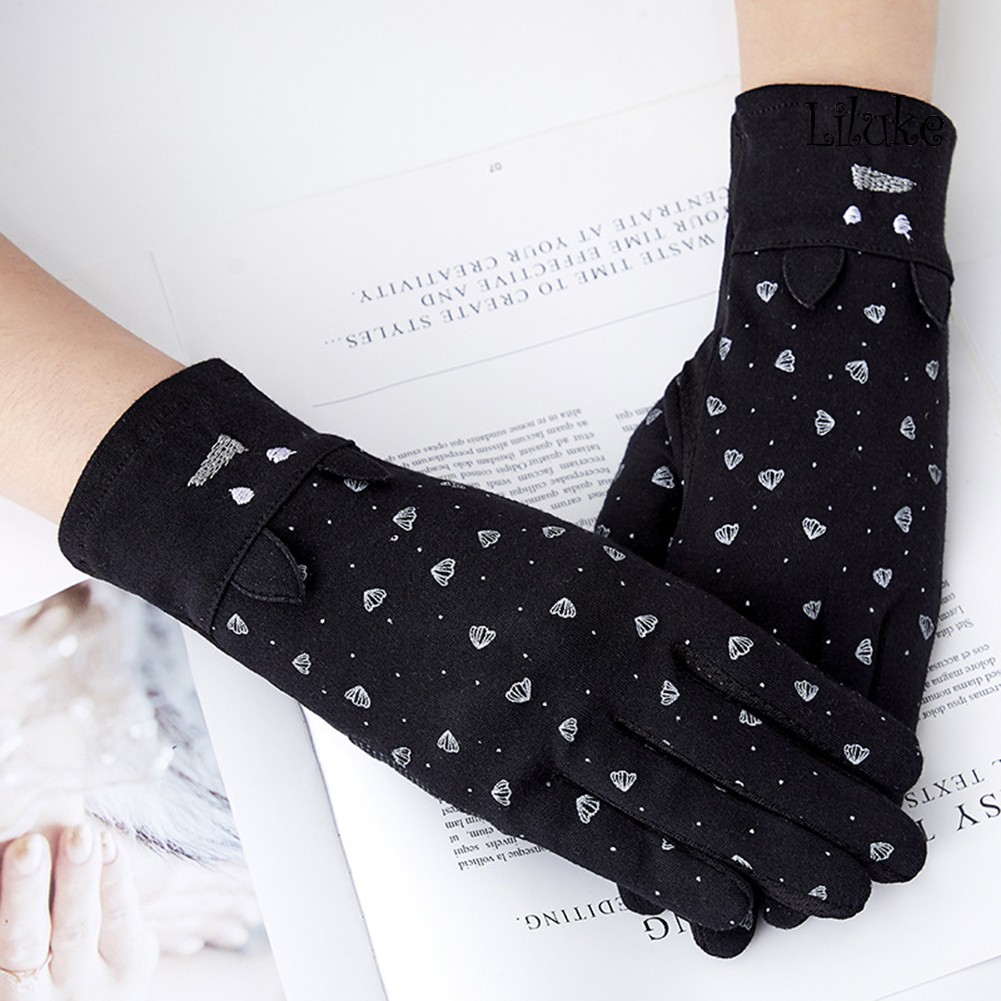 Găng Tay Cotton Mỏng Chống Tia UV Chống Trượt Có Thể Dùng Màn Hình Cảm Ứng Tiện Lợi