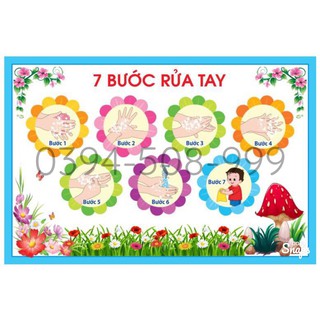 Tranh mầm non- các bước rửa tay
