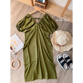 Đầm maxi tay bồng cổ chun nơ