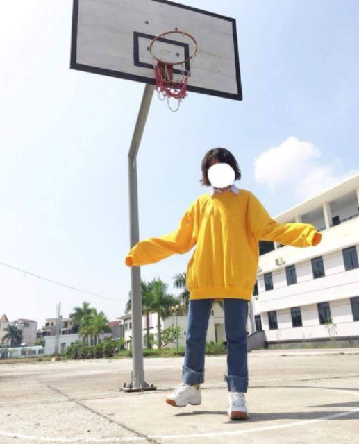 Áo Nỉ Bông Chui Đầu Trơn Sweater Tay Dài