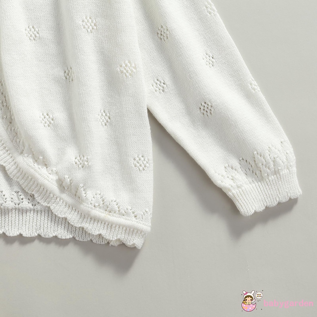 Áo khoác cardigan dệt kim tay dài cổ thuyền cài nút thiết kế dễ thương cho bé gái