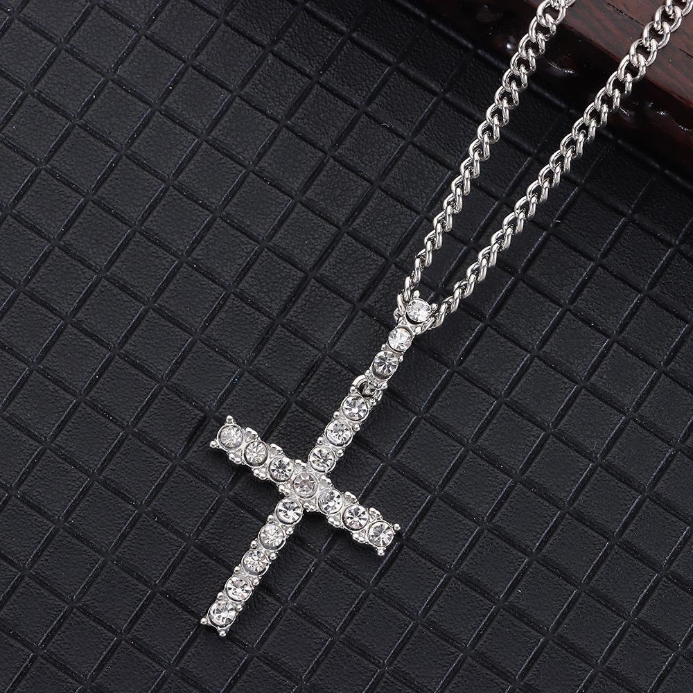 MIH ANKER Vòng cổ Hợp Kim Mặt Hình Thánh Giá Đính Đá Phong Cách Hiphop Thời Trang