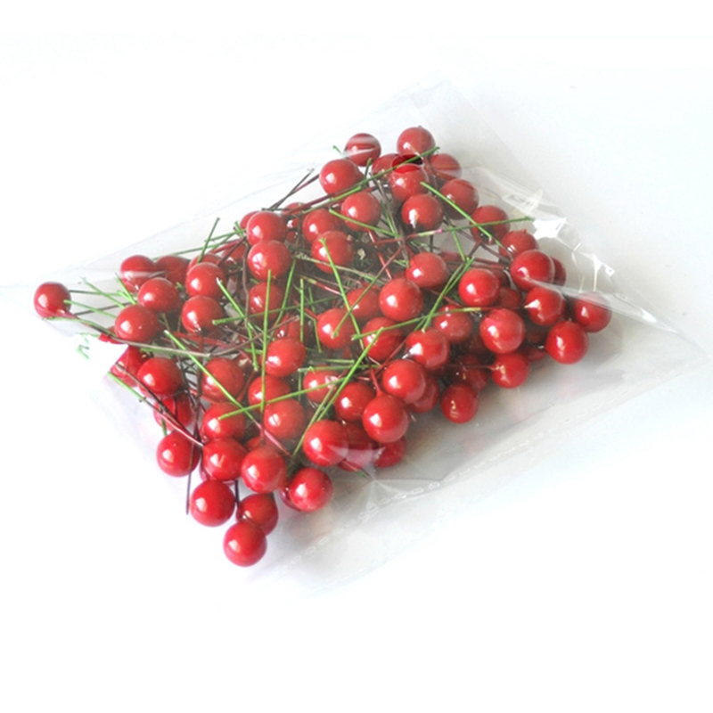 Bộ 100 Quả Cherry Nhựa Trang Trí Cây Thông Giáng Sinh