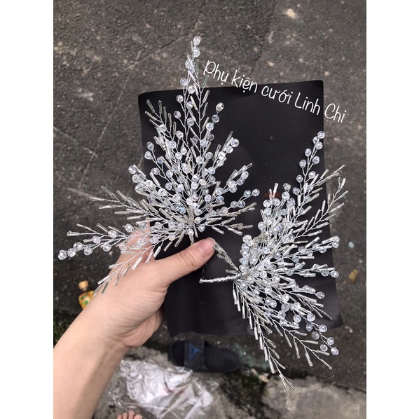 Set 2 cài pha lê sáng đẹp, phụ kiện cài tóc cô dâu ngày cưới – Linh Chi