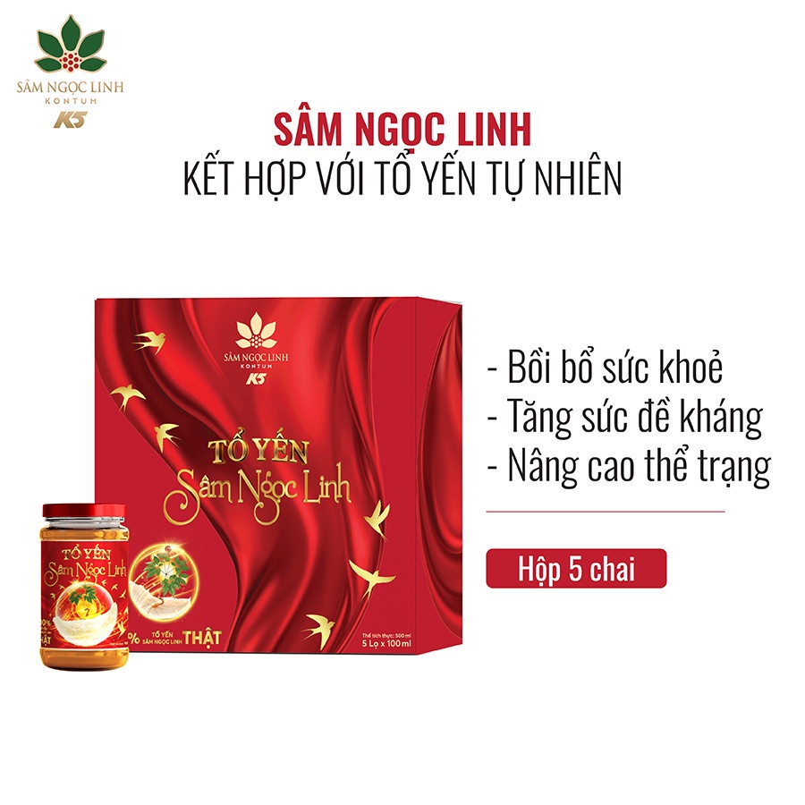 Yến Sâm Ngọc Linh - Tổ Yến Tươi Và Sâm Ngọc Linh Tốt Cho Sức Khoẻ Hộp 5 Hũ (100Ml/ Hũ)