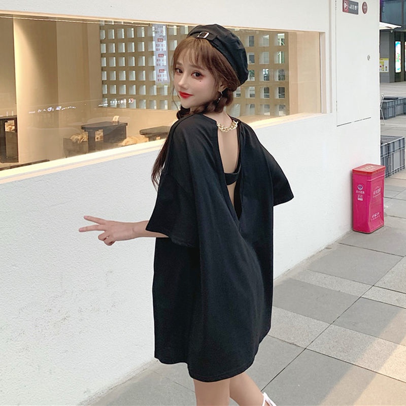 Áo thun COZOKC tay ngắn hở lưng phong cách Hàn Quốc dành cho nữ