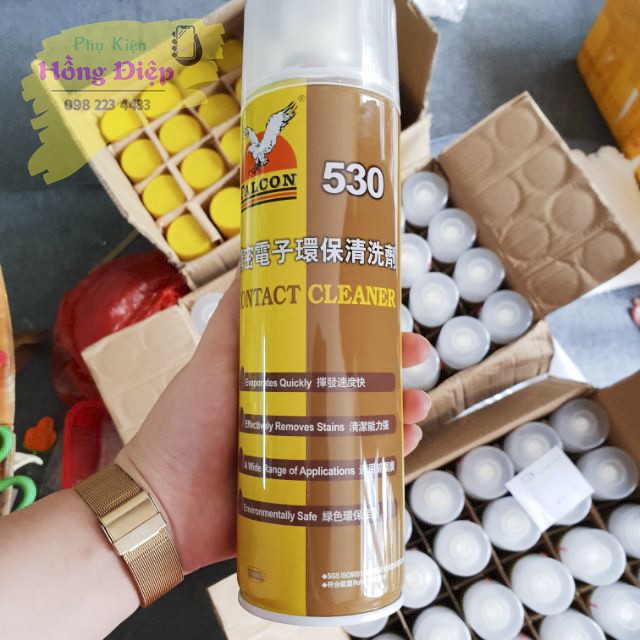 Chai Xịt Tẩy Keo Falcon 530 (550ml) Và Khăn Lau Màn Hình Cleanroom