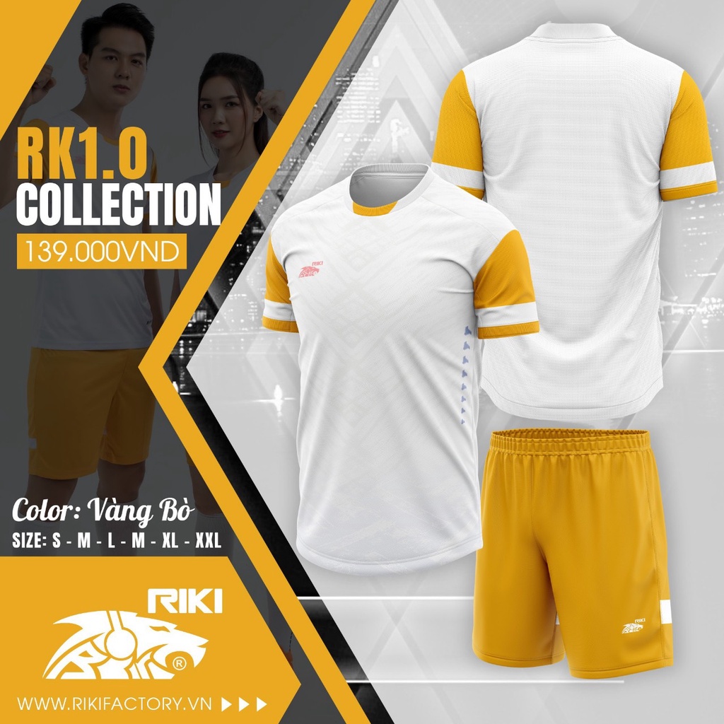 Bộ quần áo bóng đá nam nữ không logo RIKI RK1.0, vải thun lạnh cao cấp unisex - ViKi Sport
