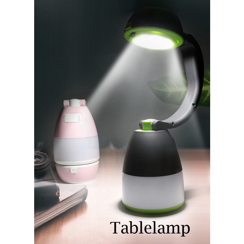 Đèn Pin Cầm Tay Tích Điện Kiêm Sạc Dự Phòng Để Bàn, Cắm Trại - Đèn Di Động 3 Chức Năng