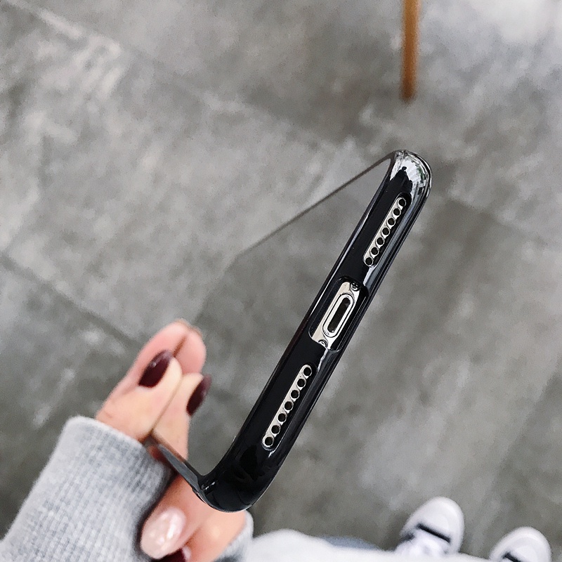 Ốp Điện Thoại TPU Mềm Tráng Gương Màu Đen Cho iPhone 14 13 12 11 Pro MAX X XS MAX XR 6s 7 8 PLUS