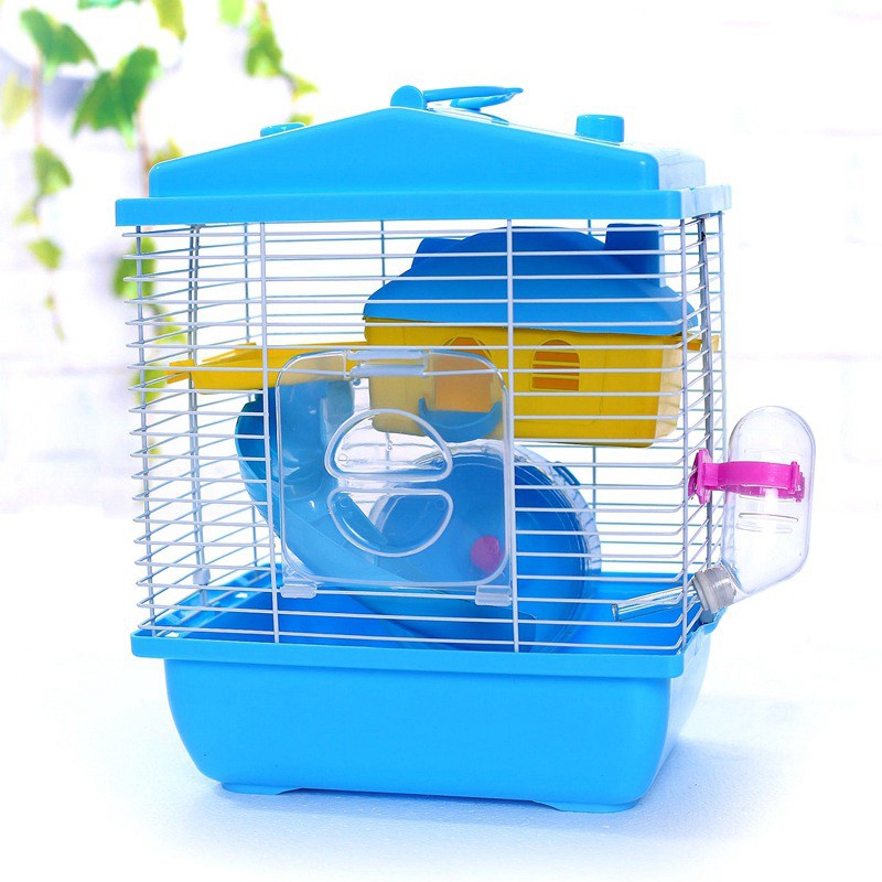 Pet Cage Hamster Cottage with Skylight Double Layer House Blue