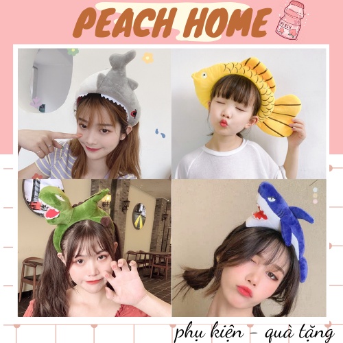Bờm Cài Tóc Ngoạm Đầu Cá Mập Khủng Long Siêu To Ngộ Nghĩnh Phong Cách Hàn Quốc Băng Đô Rửa Mặt Cute Xinh Xắn Hot Trend