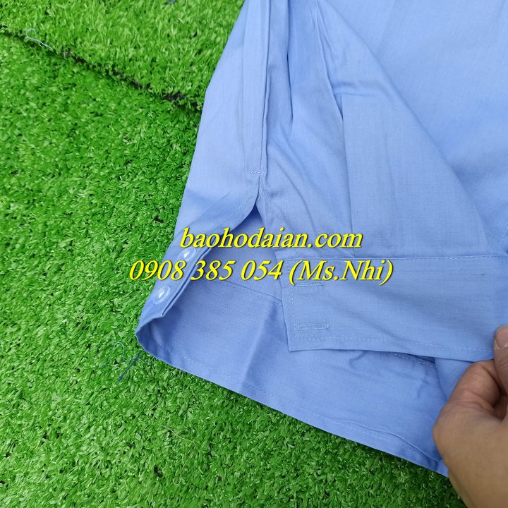 Áo bảo vệ ngắn tay màu xanh dương nhạt đai bo eo