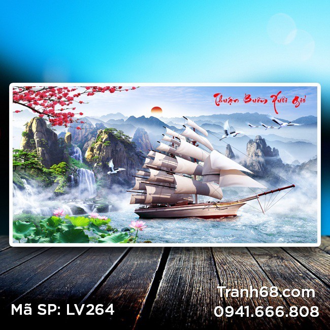 Tranh đính đá Thuận Buồm Xuôi Gió LV264 kích thước 130*75cm.