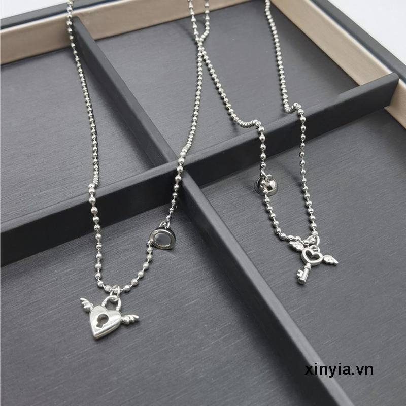 Vòng cổ Chuỗi Hạt Tròn Có Khóa Nam Châm Thiết Kế Đơn Giản Thời Trang Cho Cặp Đôi