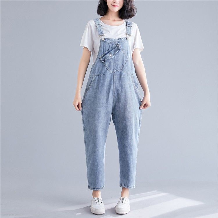 [ORDER] Quần yếm jean bigsize xanh phối túi ngực cá tính (fit đến 70kg) - Có ảnh thật | BigBuy360 - bigbuy360.vn