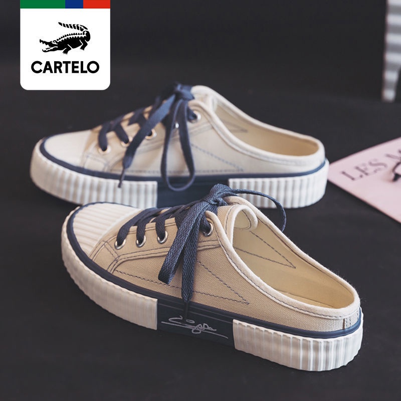 Giày Canvas Nửa Chân Phong Cách Hàn Quốc Mới Dễ Phối Đồ Mùa Hè Cho Nữ Sinh