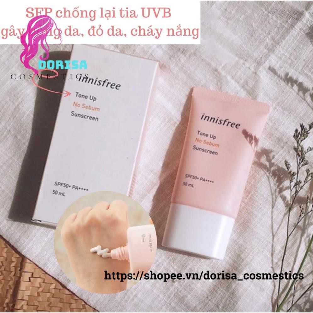 Kem Chống Nắng Innisfree Tone Up No Sebum Sunscreen SPF50+PA++++ 50ml (màu hồng)