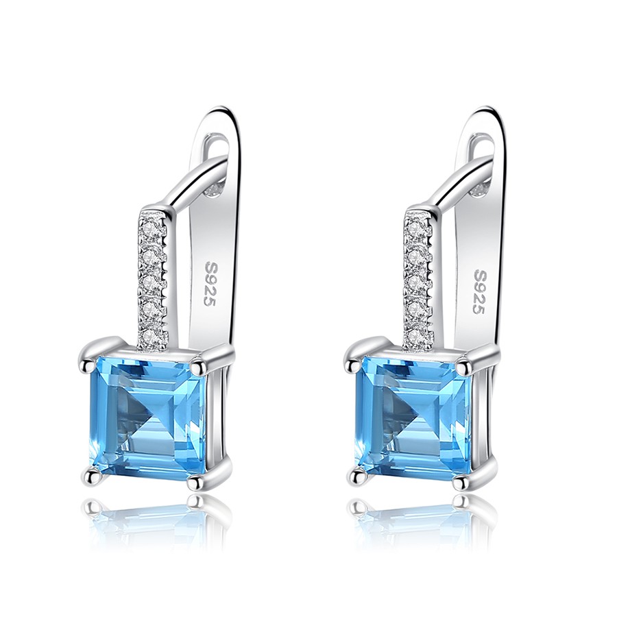 Bông Tai Bạc Nữ Cao Cấp Đính Đá Màu Xanh Dương Đẹp Dành Riêng Cho Nữ B2411-Bảo Ngọc Jewelry