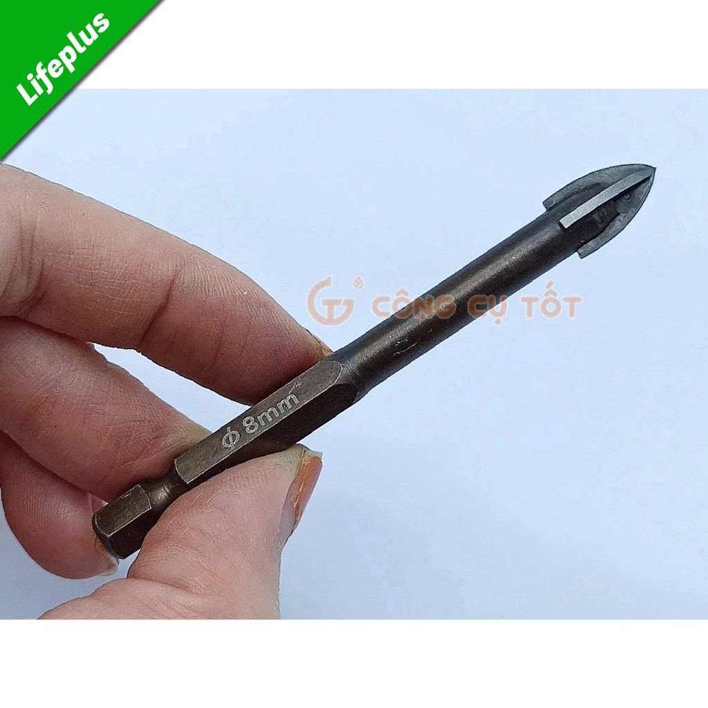 Mũi khoan kính gạch gốm mũi 4 cạnh carbide chuôi lục