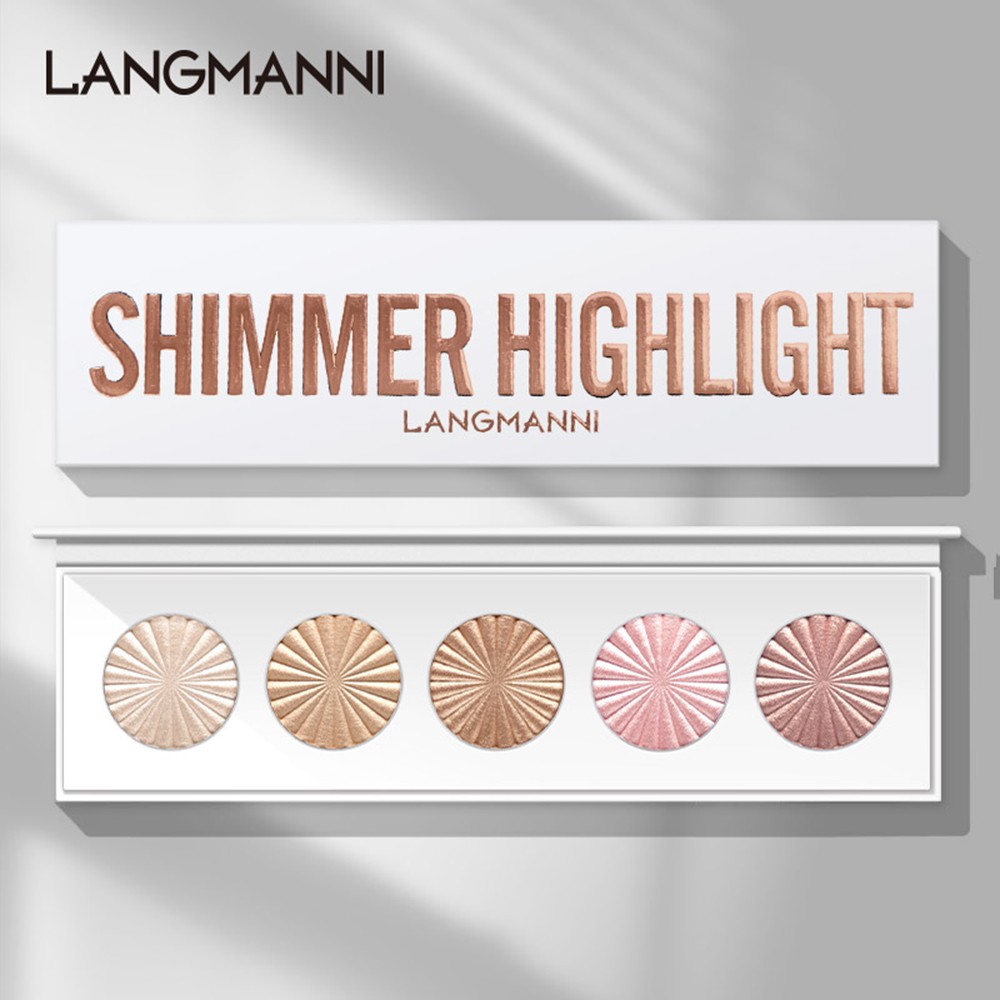 (Hàng Mới Về) Bảng Phấn Bắt Sáng Langmanni 5 Màu Tự Nhiên Độ Bóng Cao | BigBuy360 - bigbuy360.vn