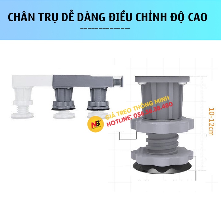 Chân đế kê máy giặt - Tủ lạnh 4 Trụ đứng - 4 Bánh Xe và điều chỉnh cả 2 chiều 42 - 66cm