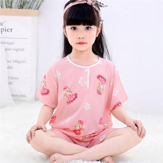 Bộ đồ tole bé gái quần đùi ngắn tay 14 đến 28kg bộ đồ ngủ trẻ em hàng Quảng Châu mát mẻ thoải mái