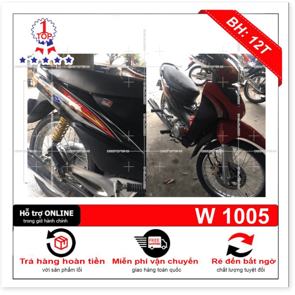 ( Quí khách vui lòng mang ra tiệm cho thợ dán ) Tem wave S 2016 đỏ đen