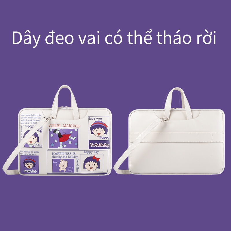 Túi chống sốc đựng laptop hàng nhập khẩu có dây đeo chéo - Chất liệu da chống thấm nước