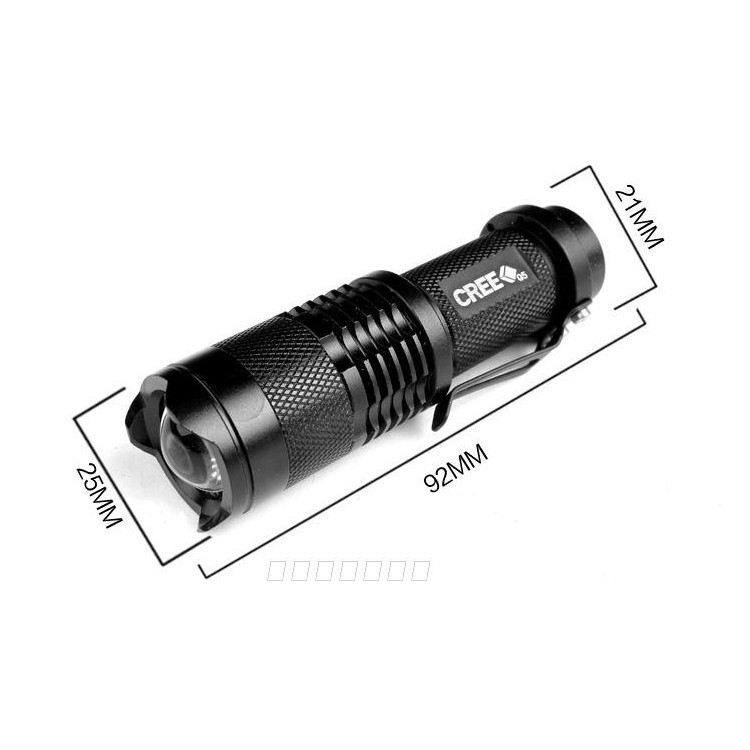 [SIÊU SÁNG] - Đèn Pin Siêu Sáng Mini Cầm Tay Tự Vệ Gắn Xe Đạp CREE Q5, Pin 14500 3.7v, Sạc & Giá Lắp