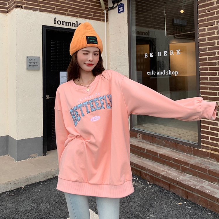Áo Sweater Tay Dài Dáng Rộng In Chữ Phong Cách Hàn Quốc Retro Cho Nữ 3 Màu Tùy Chọn Xiaozhainv | BigBuy360 - bigbuy360.vn