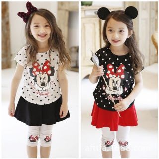 Set bộ áo phông mickey + quần váy cho bé Gái cực xinh