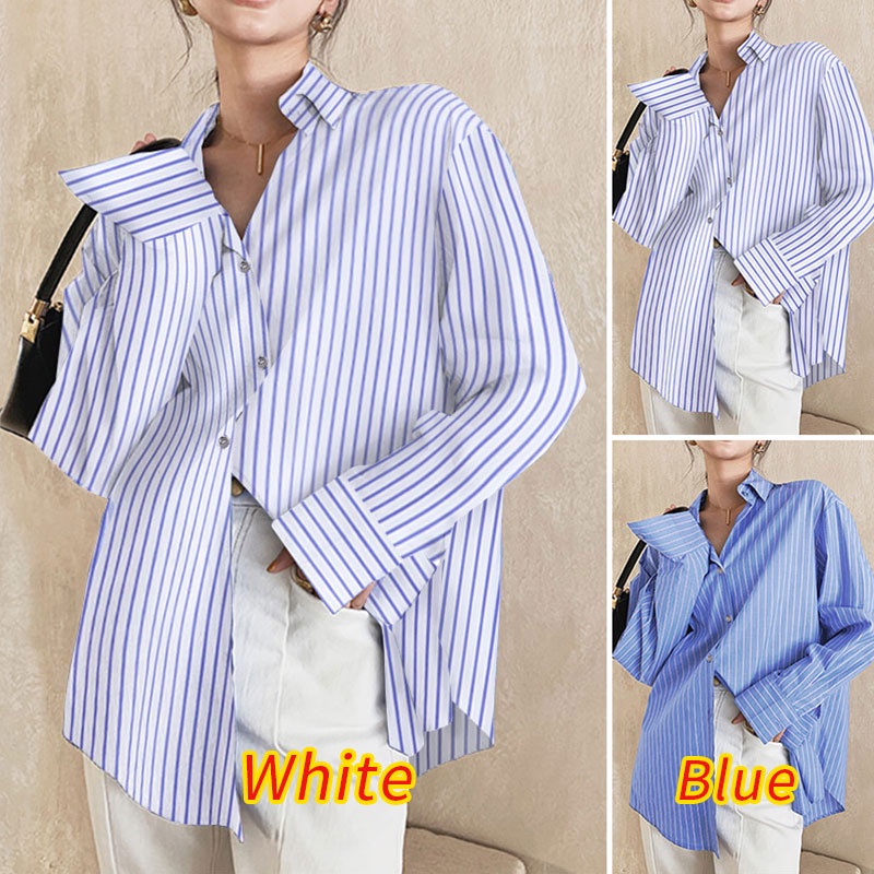 Áo sơ mi ZANZEA tay dài họa tiết sọc thời trang dành cho nữ